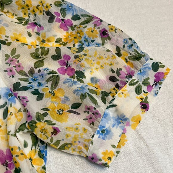 Calvin Klein Women's Midi Dress Floral Short Sleeve Belted Size 14 Elastic Waist - Picture 6 of 11